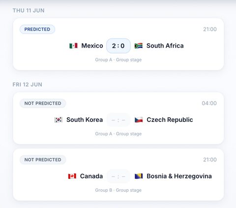 Every match at a glance